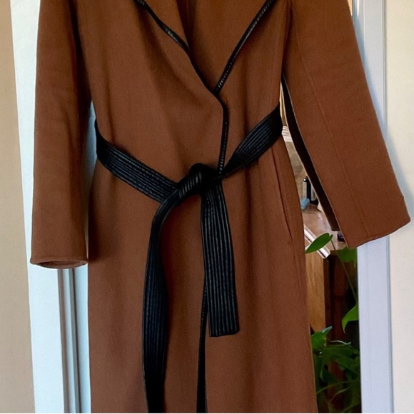 Tahari Camel Trench Coat with Black Accents - Picture 7 of 9
